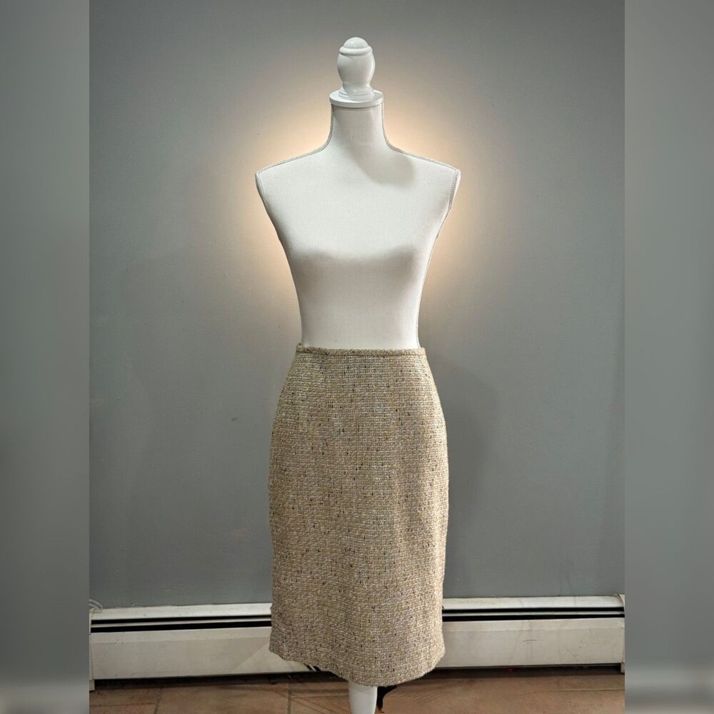 Tan Calvin Klein Tweed Pencil Skirt Size 8 EUC